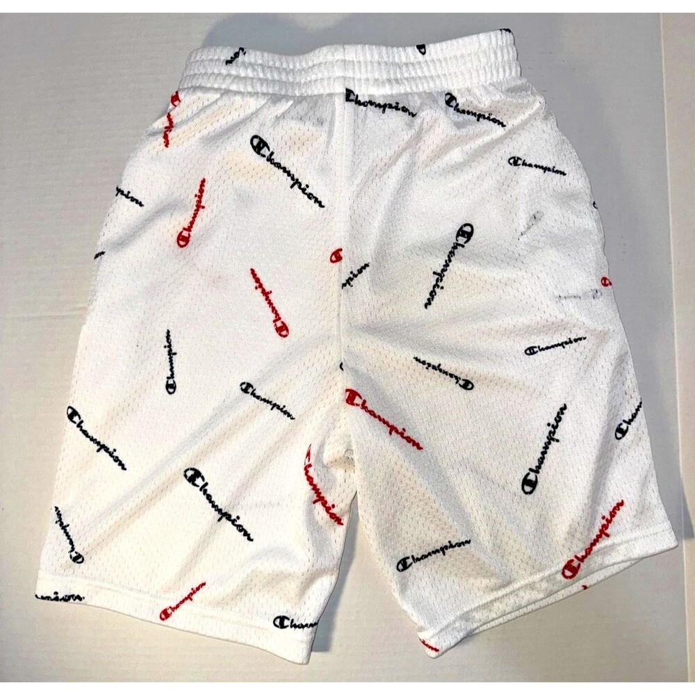 Champion Boys' Tossed Print FT Shorts-Large-White-Cotton Blend-NWT